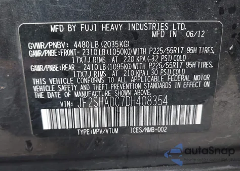 2013 Subaru Forester 2.5X Premium from USA, damaged, VIN JF2SHADC7DH408354
